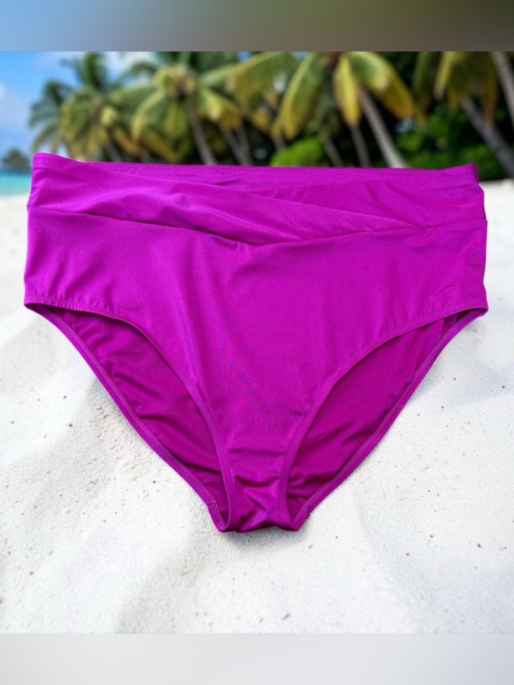 NEW, Penningtons, Plus Size Bikini Bottom 2X, High Waist Tummy Control Magenta
